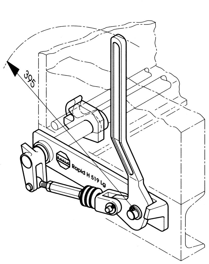 Übertotpunktspanner Rapid H519 seitlich - Hebel lang oben